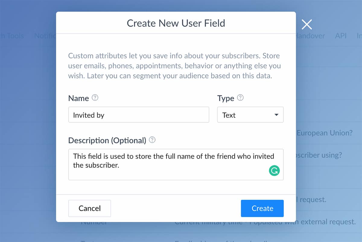 create new custom field invited by