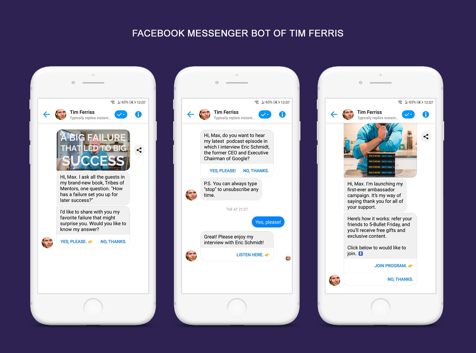 Facebook Messenger Bot of Tim Ferris