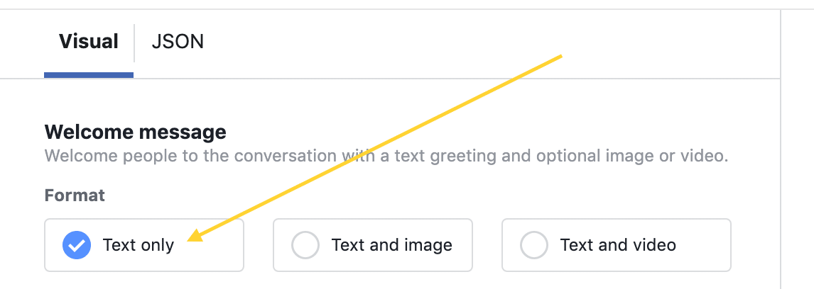 Use the text only option in ManyChat