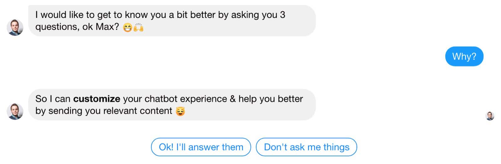 What happens when you click why in the Facebook Messenger Bot