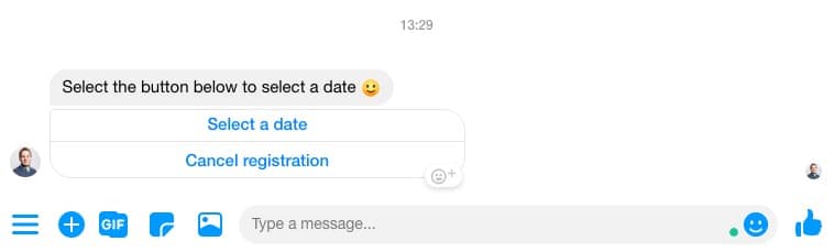 button to select date in messenger
