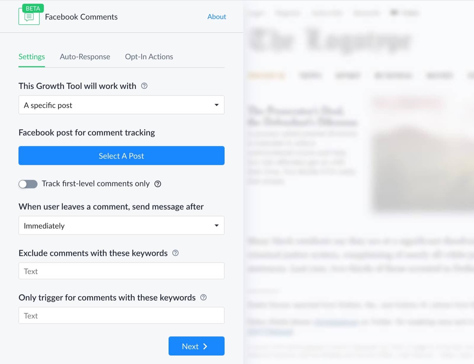 comment growth tool settings